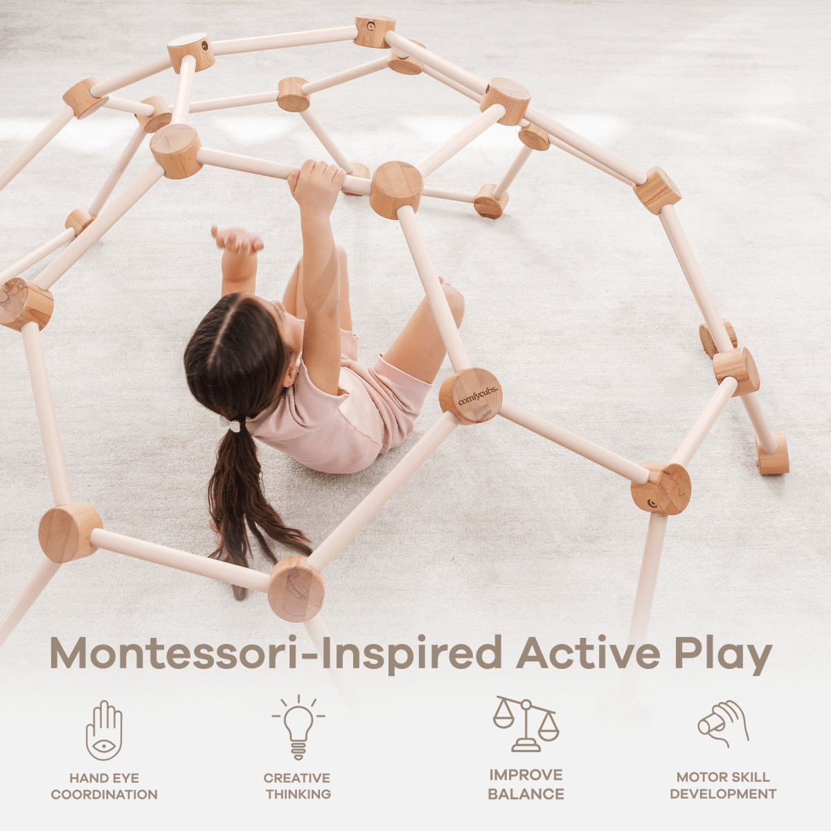 Wooden Climber for Kids in Blush Indoor Pine Toy Set Comfy Cubs Everetts Place: Online Boutique