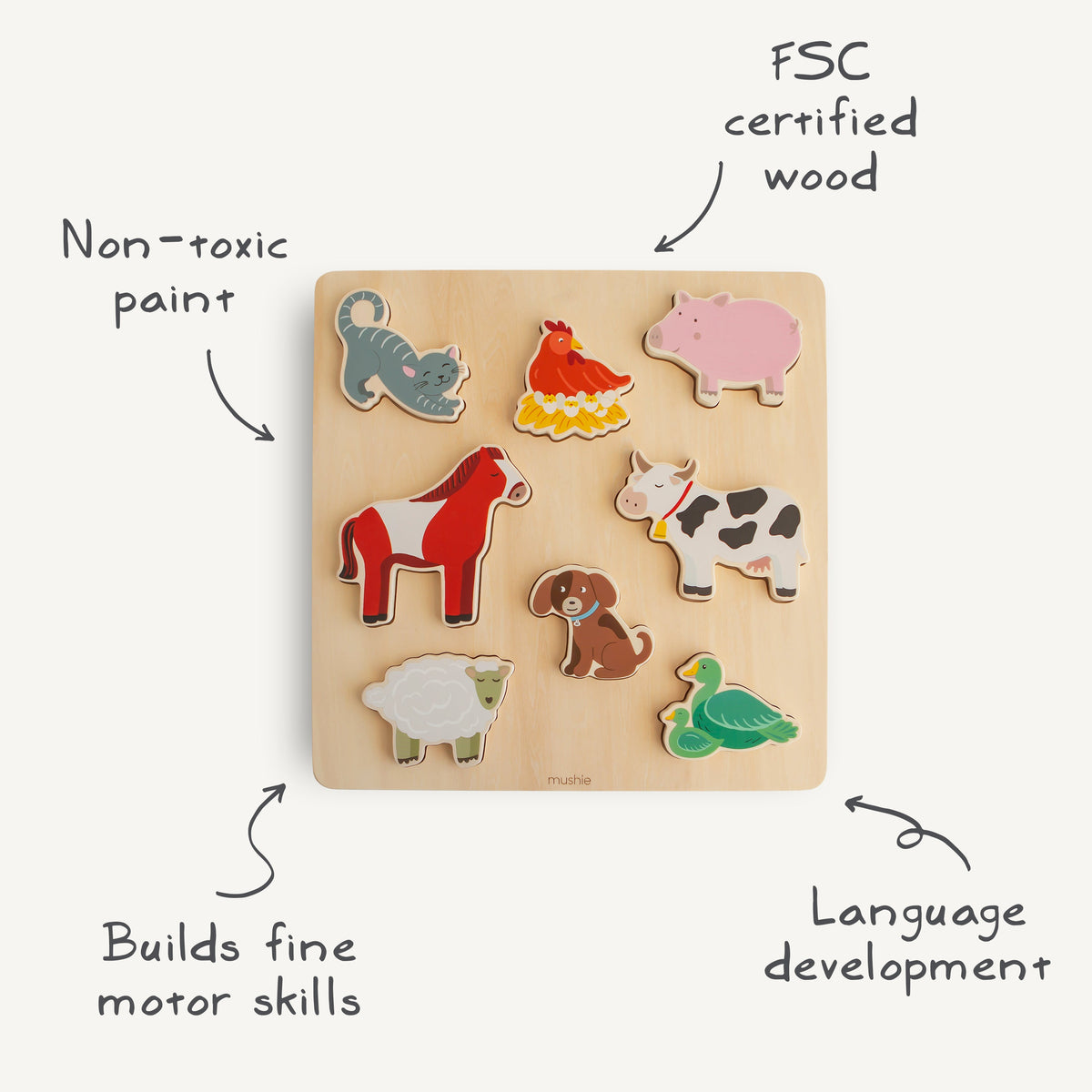 Wooden Animal Figure Puzzle by Mushie