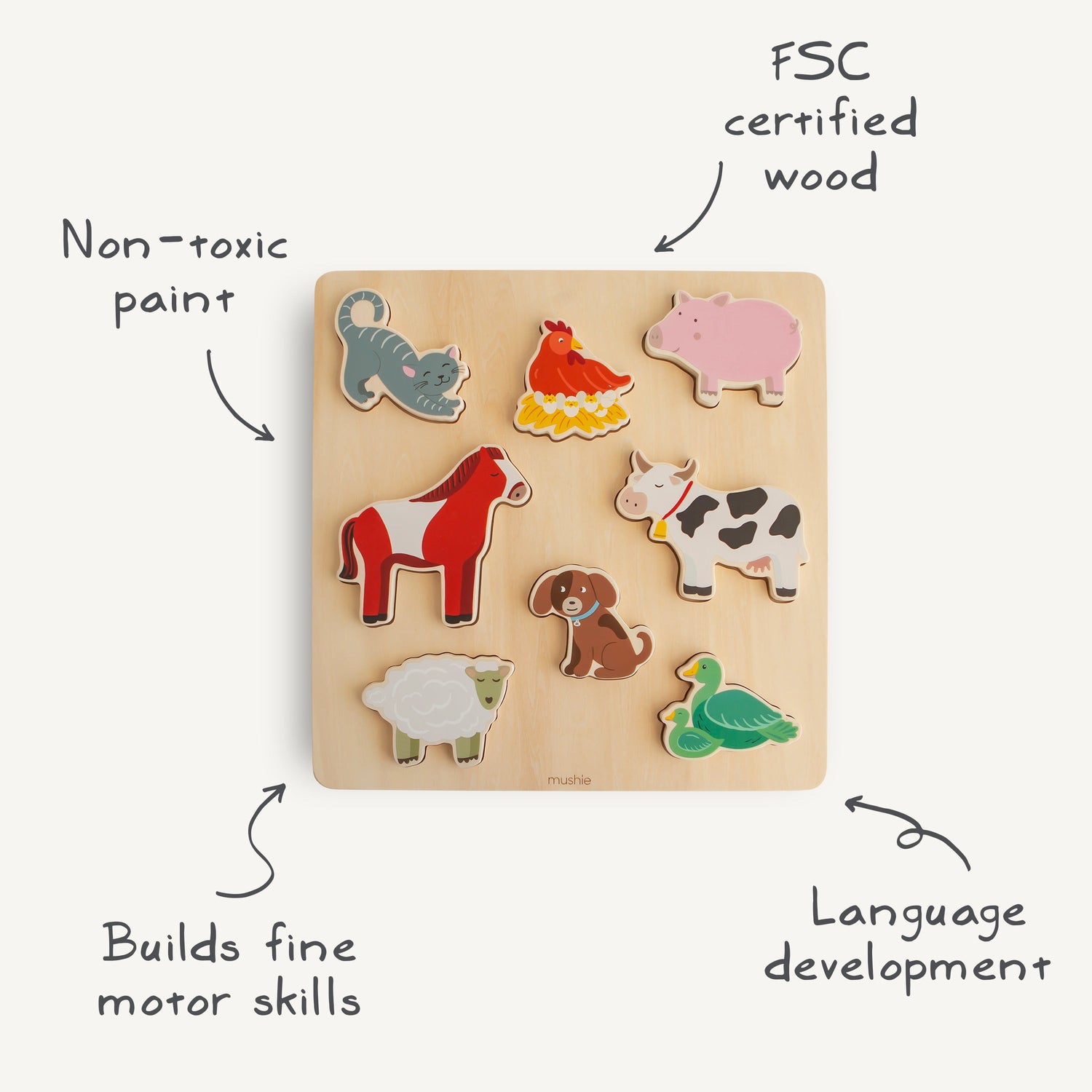 Wooden Animal Figure Puzzle by Mushie (view 2 of 30)