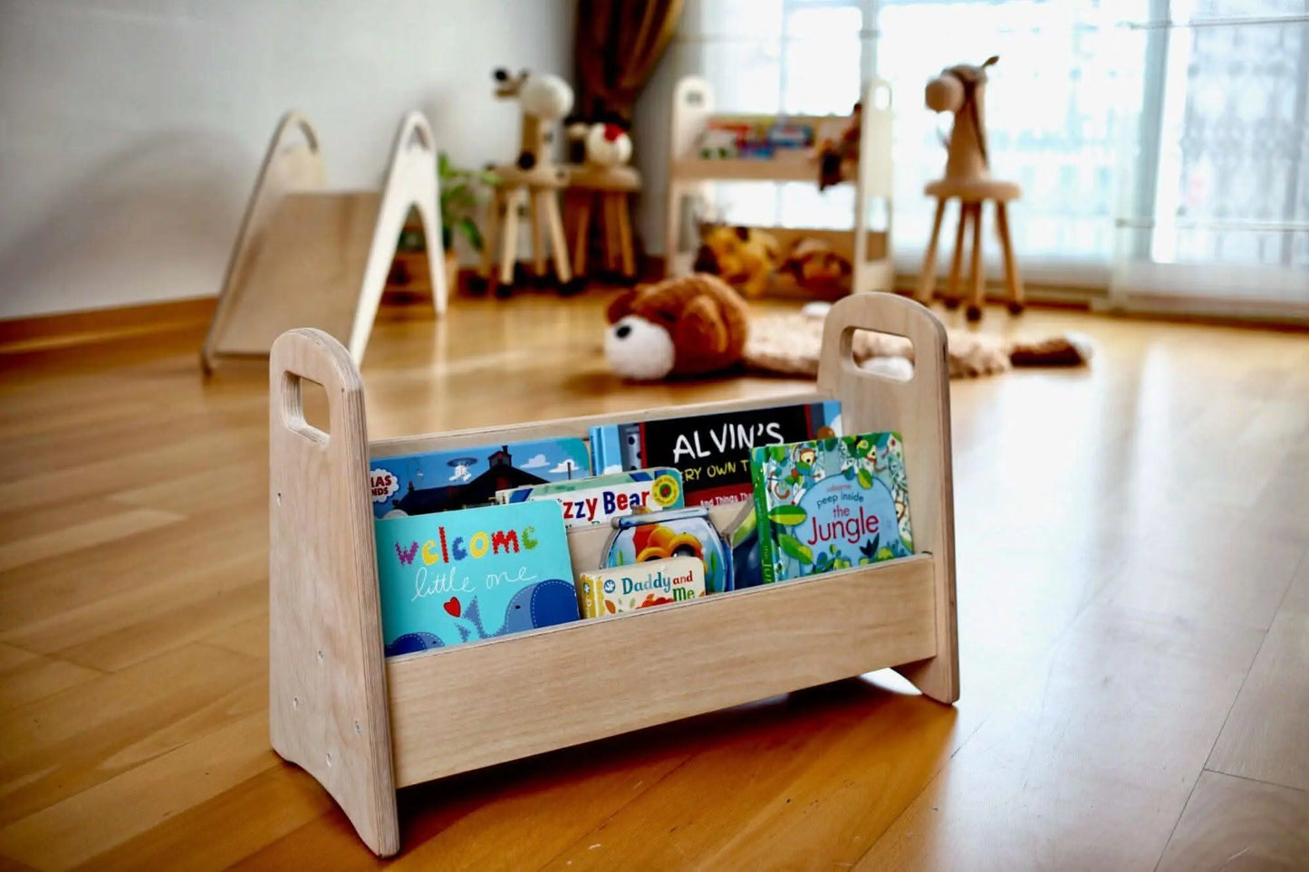 Kidodido Wooden Kids Bookshelf Small Medium Large Size Kid Friendly - Furniture > Shelving > Bookcases & Standing Shelves Montessori Bookshelves