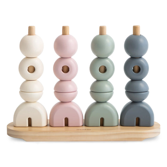 Wooden Multi Shape Stacker Educational Toy for Kids with 20 Shapes and Non Toxic Paint Mushie Everetts Place: Online Boutique 29.99