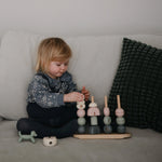 Mushie Wooden Multi Shape Stacker Educational Toy for Kids with 20 Shapes and Non Toxic Paint - Toys & Games > Toys > Building Toys > Wooden Blocks Wooden Multi Shape Stacker