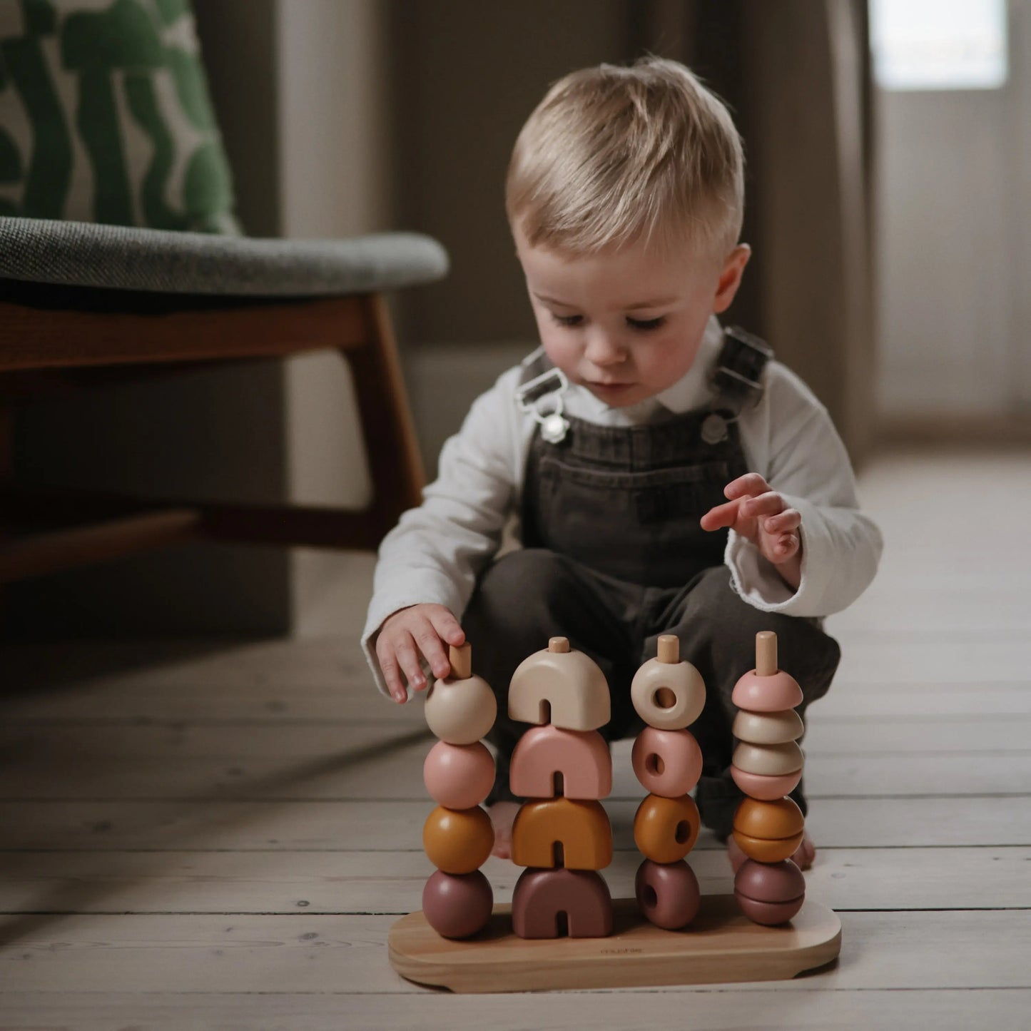 Wooden Multi Shape Stacker Educational Toy for Kids with 20 Shapes and Non Toxic Paint Mushie Everetts Place: Online Boutique