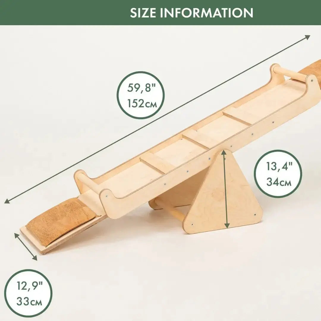 Wooden Seesaw for Toddlers with Spiral Seat Cushions and Triangle Shaped Balancer Goodevas Everetts Place: Online Boutique