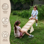 Goodevas Wooden Seesaw for Toddlers with Spiral Seat Cushions and Triangle Shaped Balancer - Baby & Toddler > Baby Toys & Activity Equipment > Baby Activity Toys