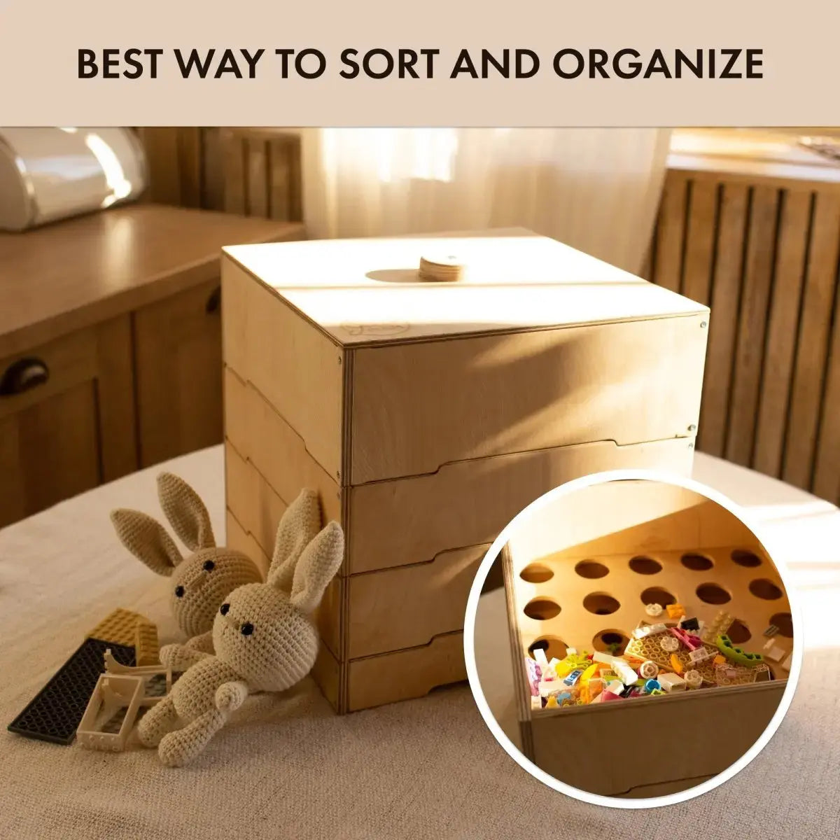 Wooden Storage Sorter for Constructor with Four Compartment Design Goodevas Everetts Place: Online Boutique