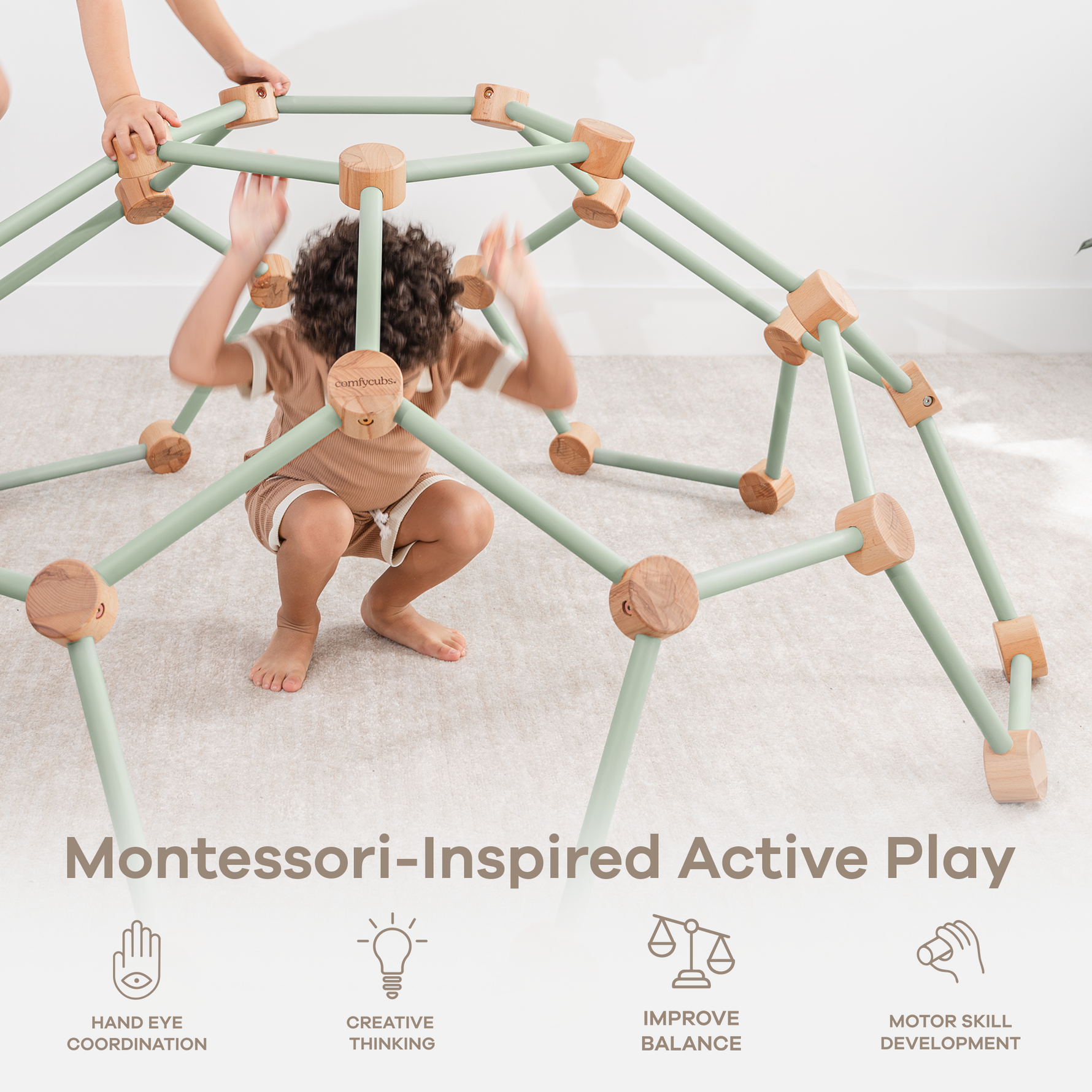 Wooden Toddler Climber Gym Sage Indoor Play For Kids Comfy Cubs Everetts Place: Online Boutique