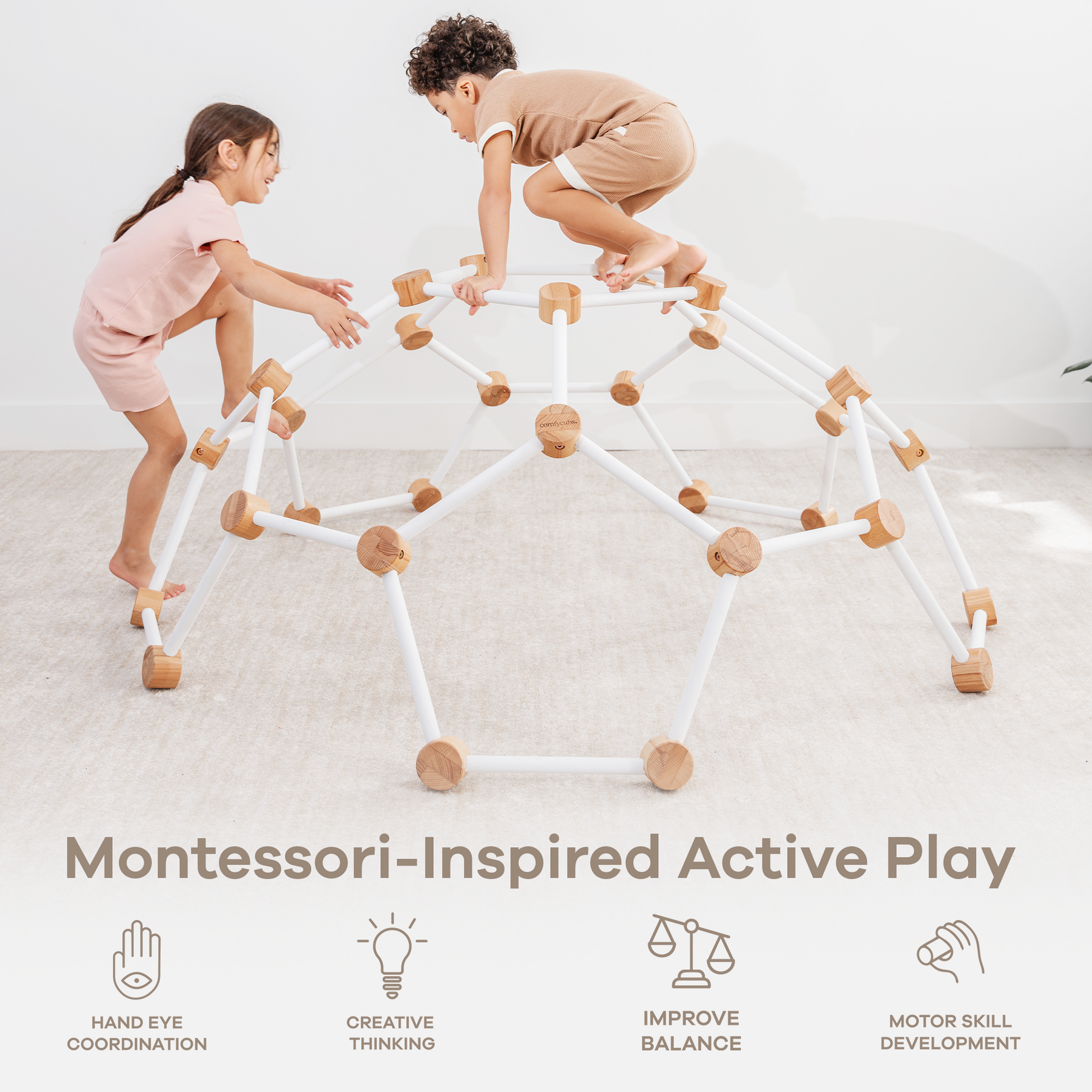 Wooden Toddler Climber Indoor Gym For Kids White Finish Comfy Cubs Everetts Place: Online Boutique