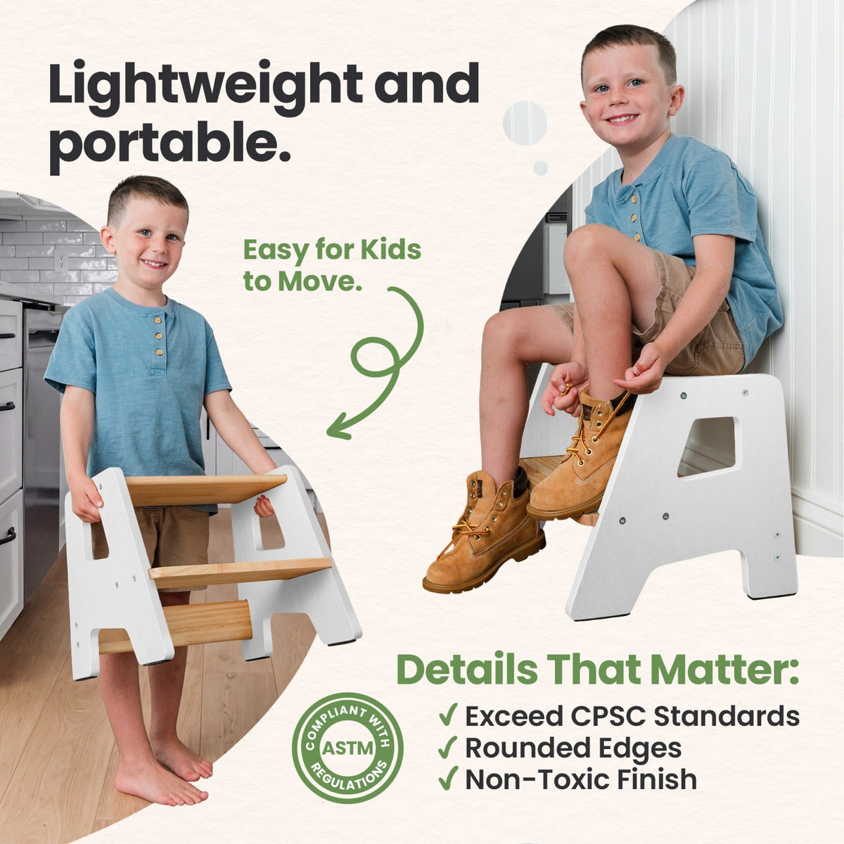Solid Hardwood 2-Step Toddler Step Stool by Ocodile.com