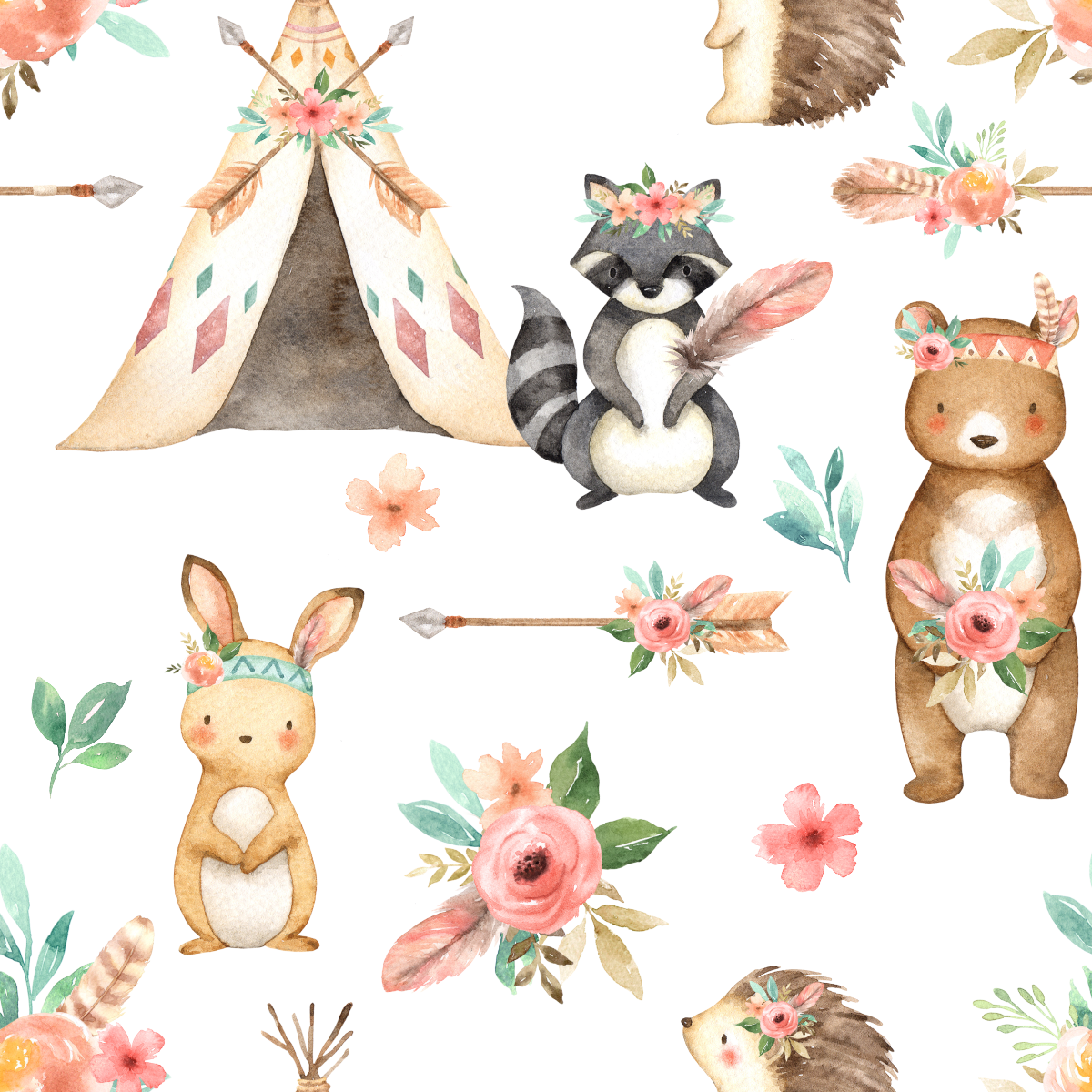 Minky Baby Blanket Woodland Tribe Pink by Honey Lemonade at Everetts Place