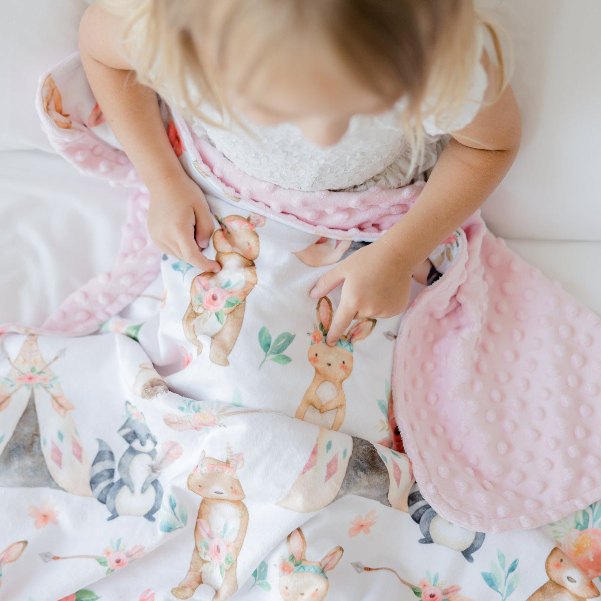 Minky Baby Blanket Woodland Tribe Pink by Honey Lemonade at Everetts Place