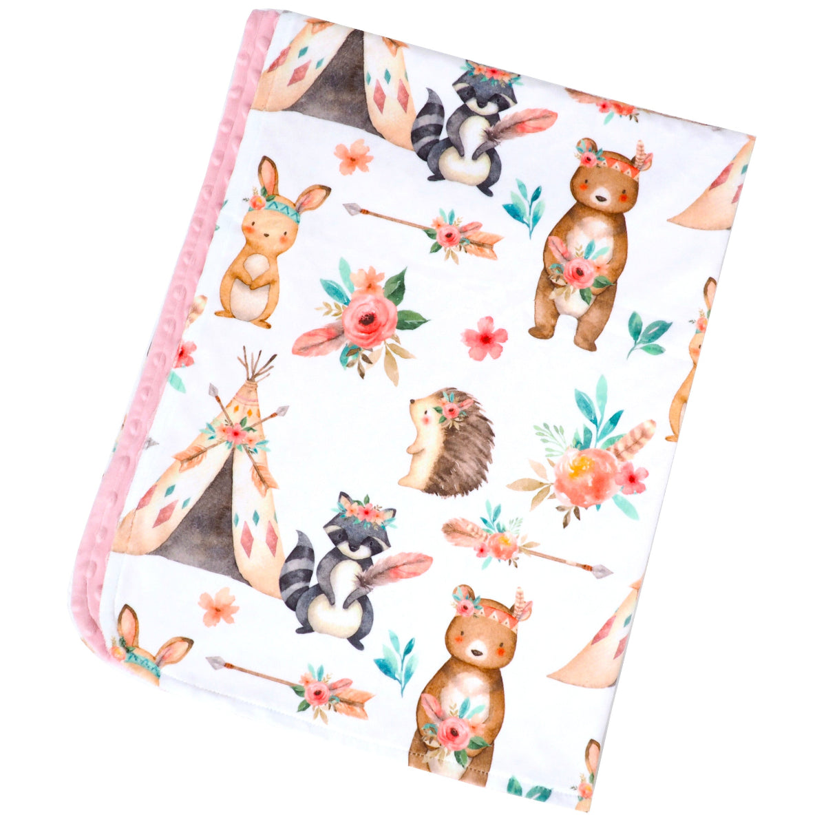 Minky Baby Blanket Woodland Tribe Pink by Honey Lemonade at Everetts Place