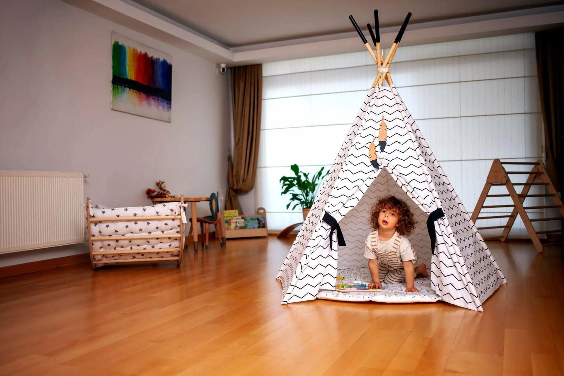 Kidodido XL Teepee Tent and Play Mat Set for Kids Linen Cotton - Toys & Games > Outdoor Play Equipment > Play Tents & Tunnels Play Tents and Play Mats