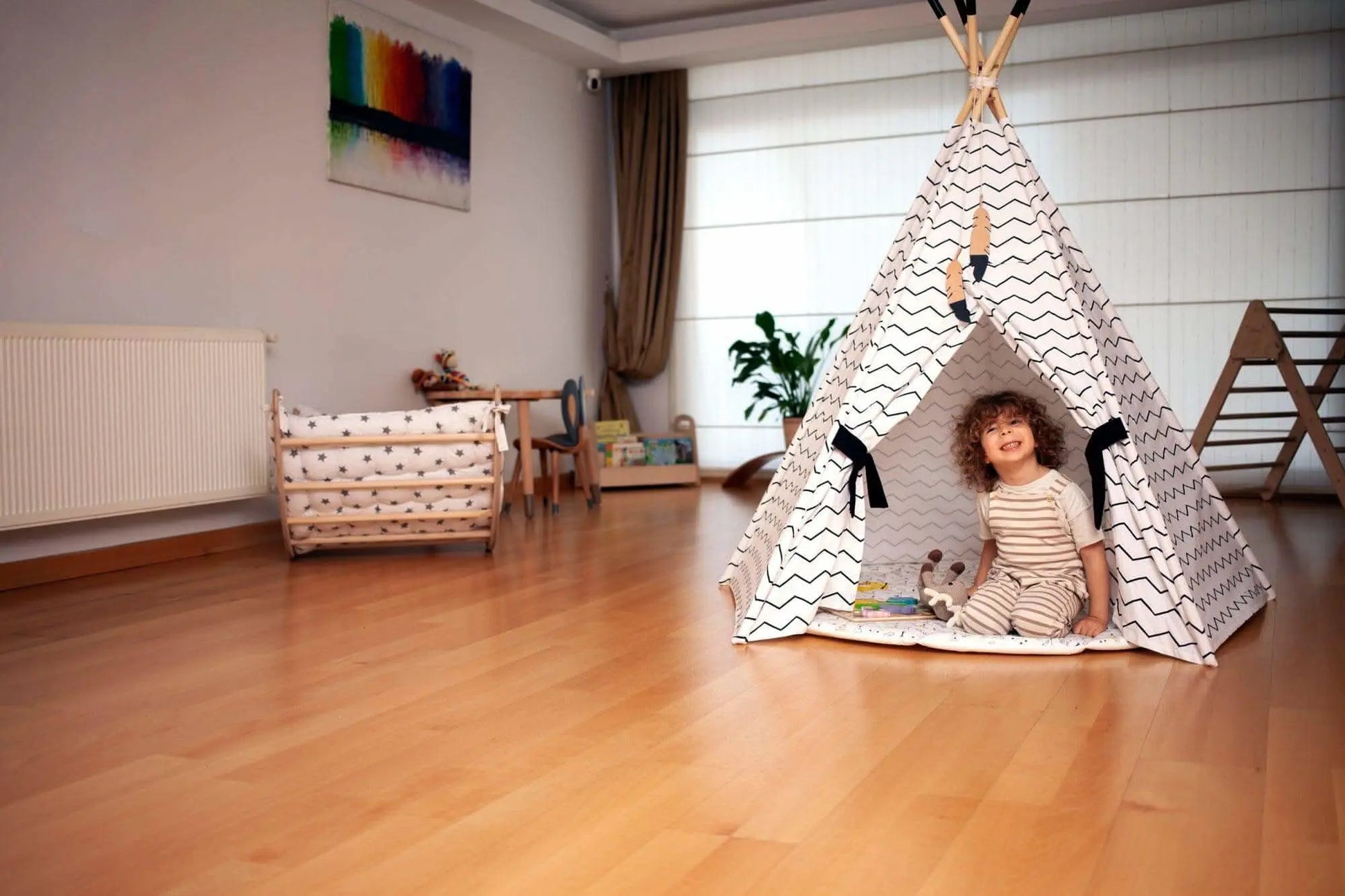 Kidodido XL Teepee Tent and Play Mat Set for Kids Linen Cotton - Toys & Games > Outdoor Play Equipment > Play Tents & Tunnels Play Tents and Play Mats