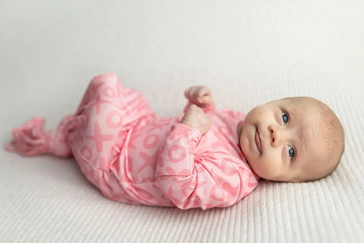 Three Little Tots XOXO Love Valentine's Day Knotted Newborn Baby Gown - 