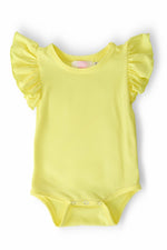 Yellow Flutter Short Sleeve Soft Cotton Bodysuit For Babies - Everetts Place Boutique - Flutter Bodysuit S/S