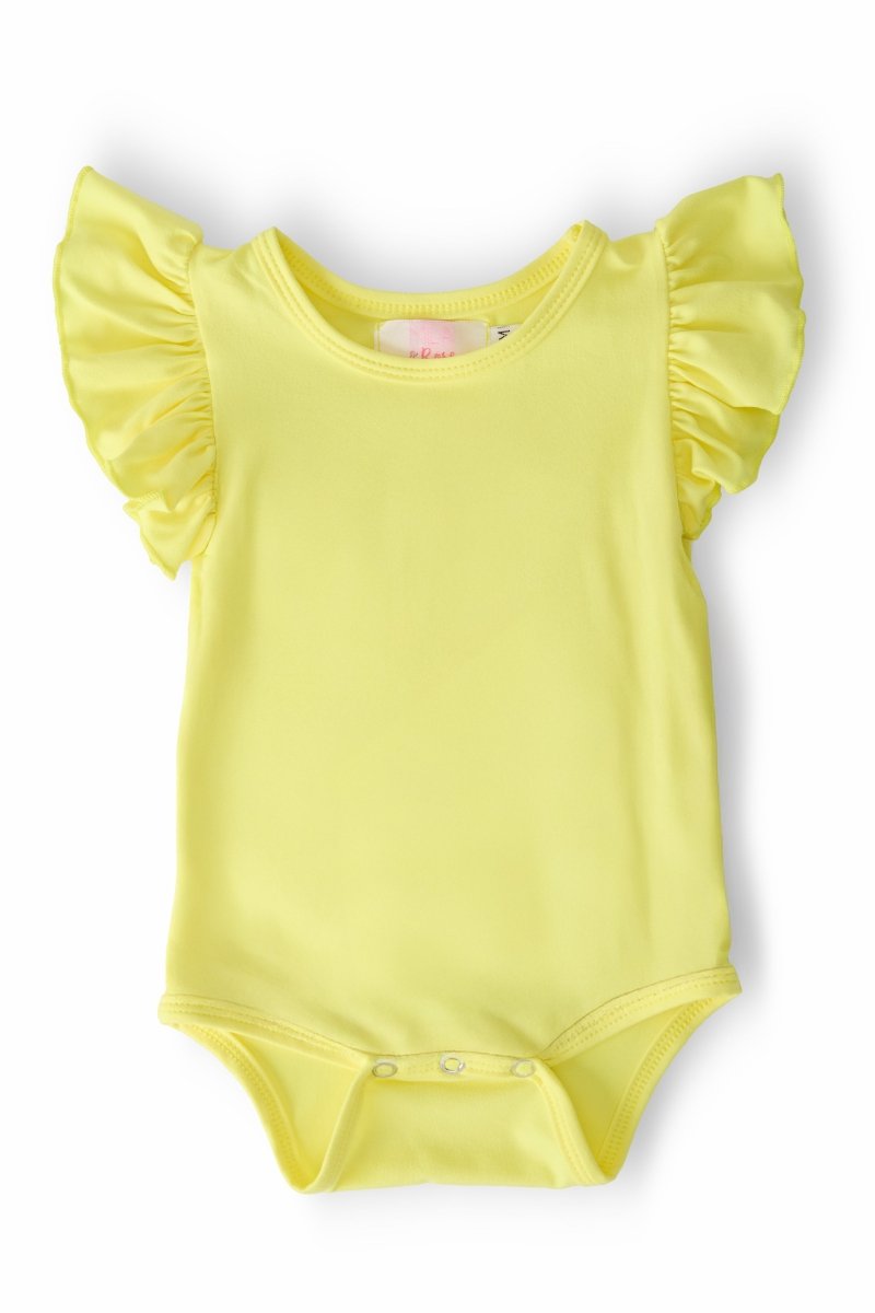 Yellow Flutter Short Sleeve Soft Cotton Bodysuit For Babies - Everetts Place Boutique - Flutter Bodysuit S/S