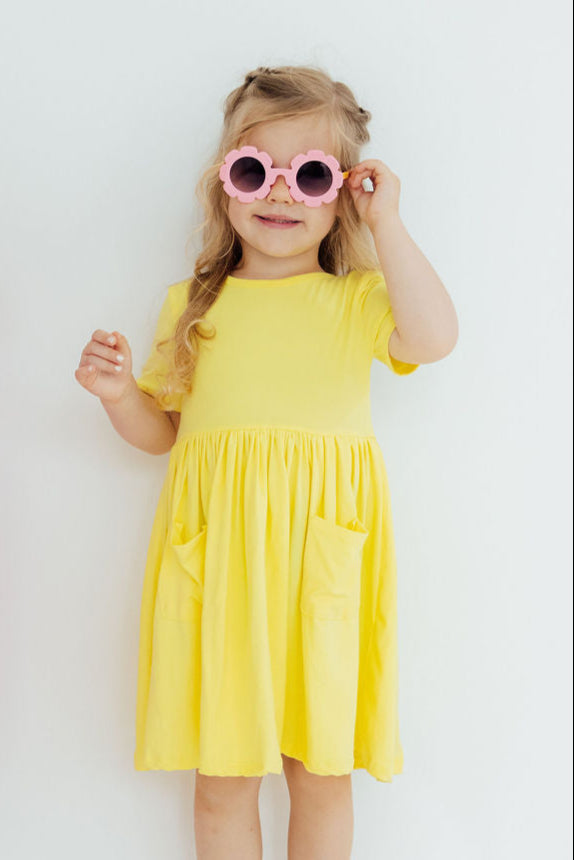 Yellow Short Sleeve Pocket Twirl Dress For Toddlers Mila & Rose ® Everetts Place: Online Boutique