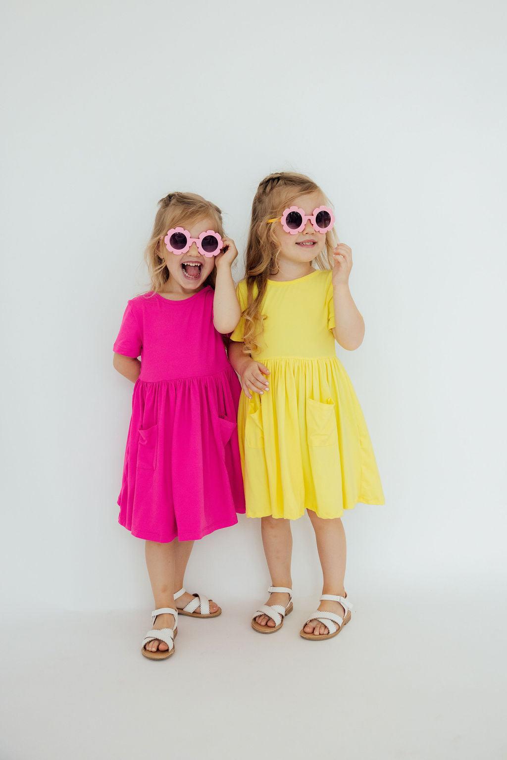 Yellow Short Sleeve Pocket Twirl Dress For Toddlers Mila & Rose ® Everetts Place: Online Boutique