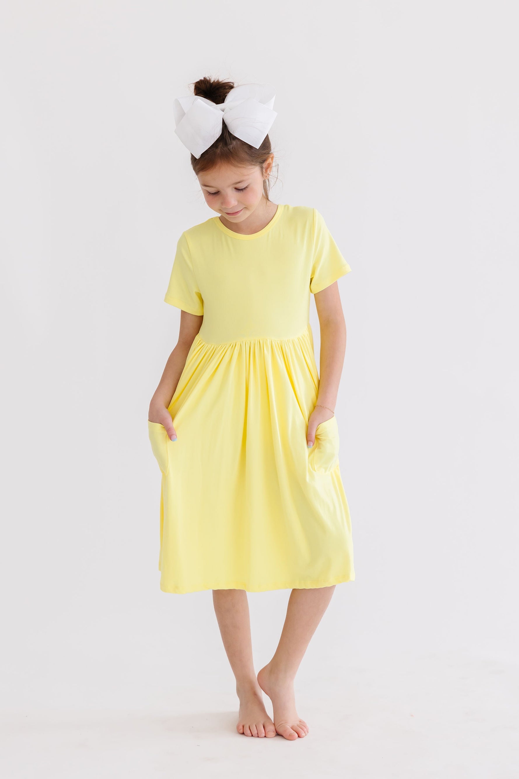Yellow Short Sleeve Pocket Twirl Dress For Toddlers Mila & Rose ® Everetts Place: Online Boutique