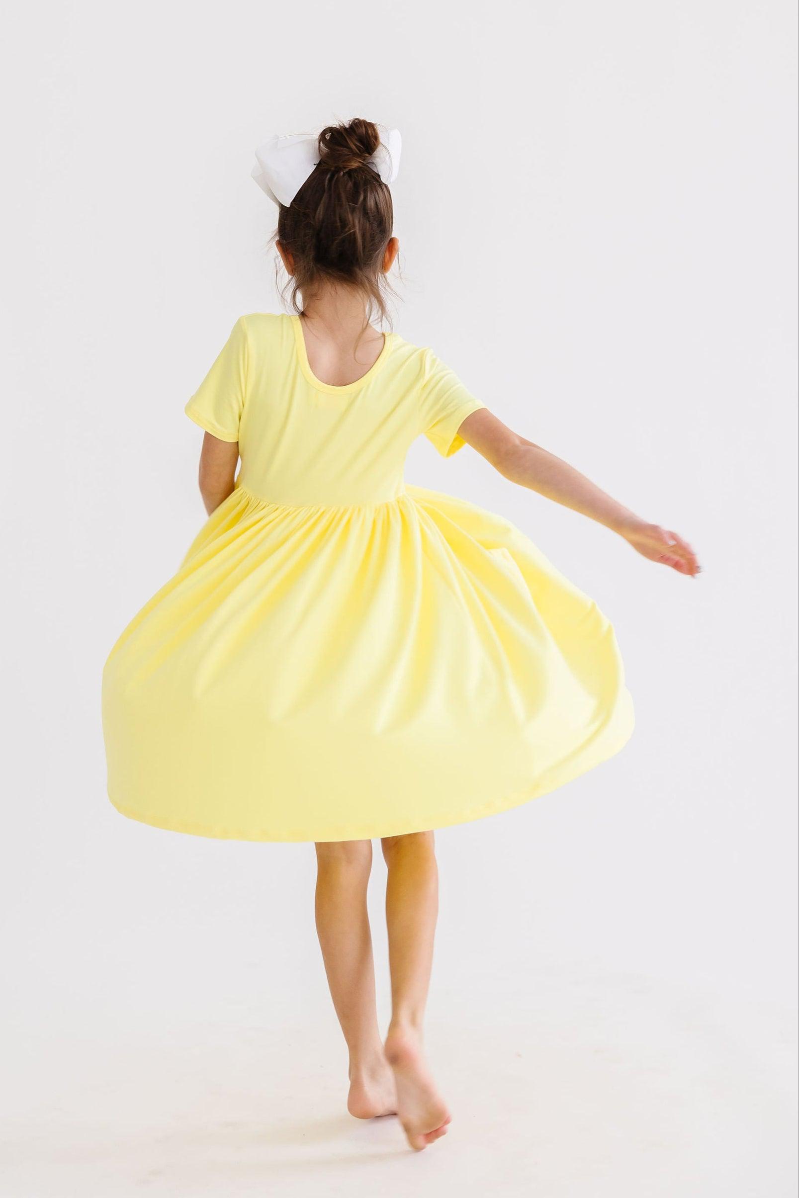 Yellow Short Sleeve Pocket Twirl Dress For Toddlers Mila & Rose ® Everetts Place: Online Boutique