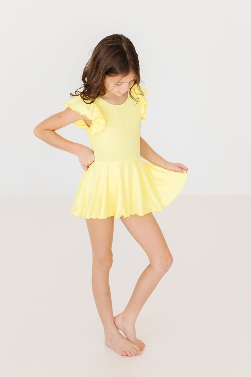 Yellow Short Sleeve Twirl Leotard For Girls Dance Class - Everetts Place Boutique - Twirl Leotard S/S