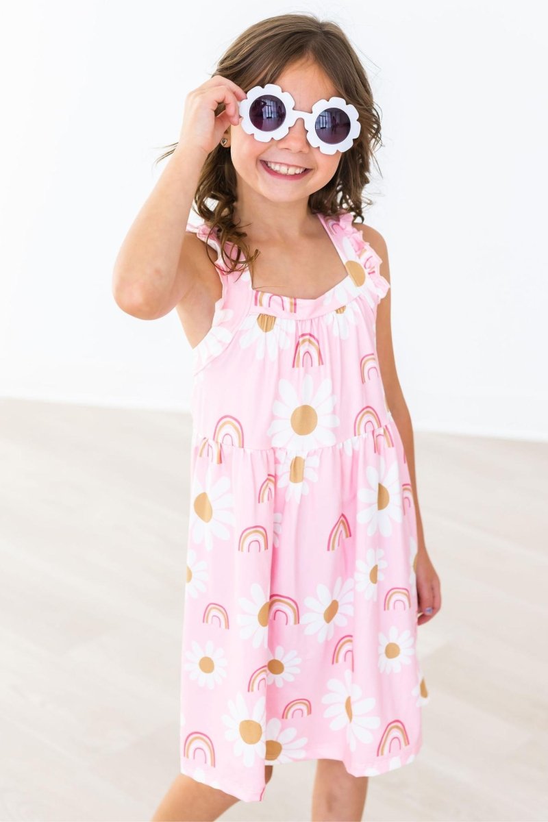 You Are My Sunshine Ruffle Cross Back Dress Crisscross Back - Everetts Place Boutique - Ruffle Cross Back Dress