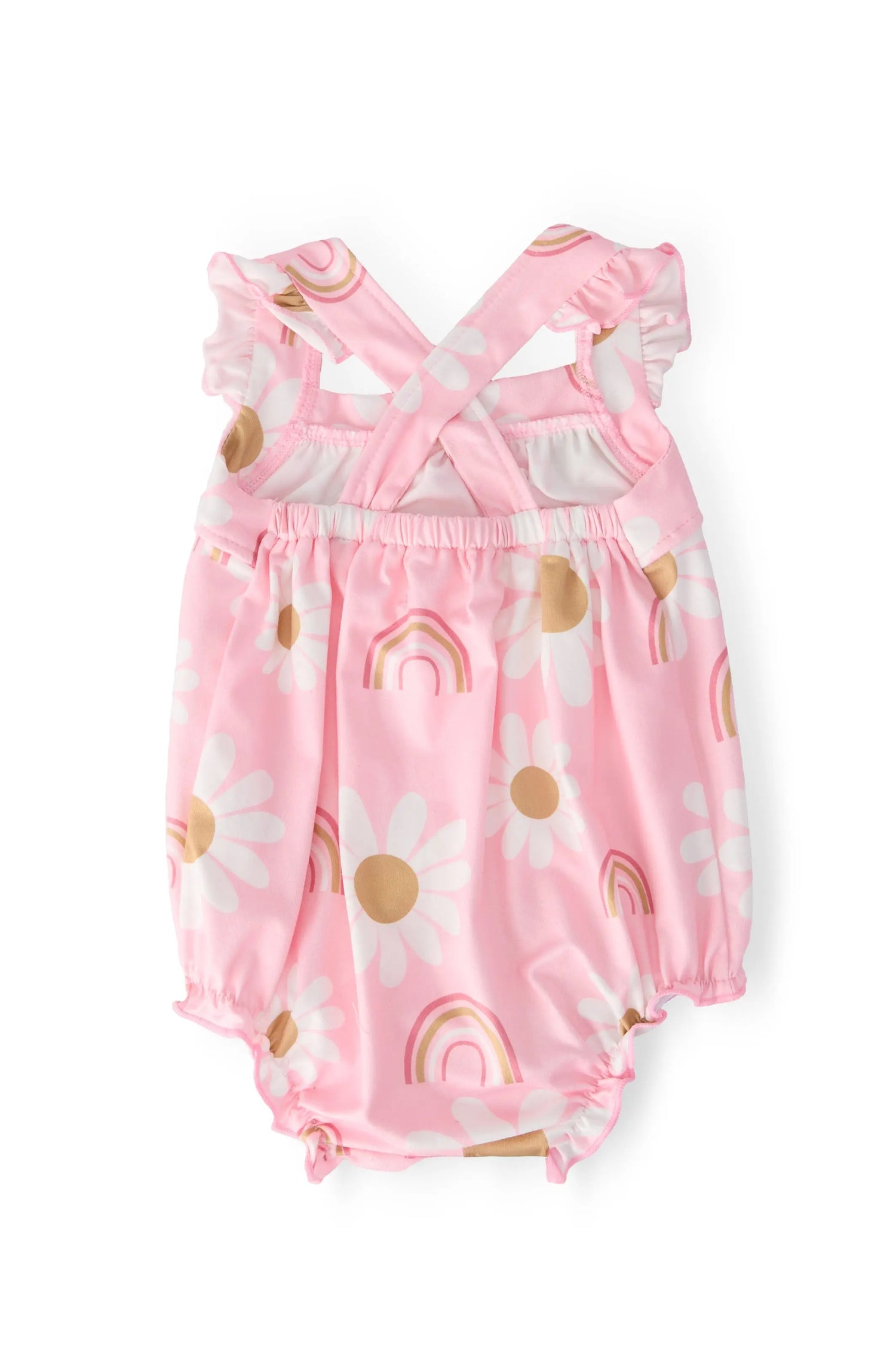 Mila & Rose ® You Are My Sunshine Ruffle Cross Back Romper Baby Girls - Apparel & Accessories > Clothing > Baby & Toddler Clothing > Baby One-Pieces Ruffle Cross Back Romper