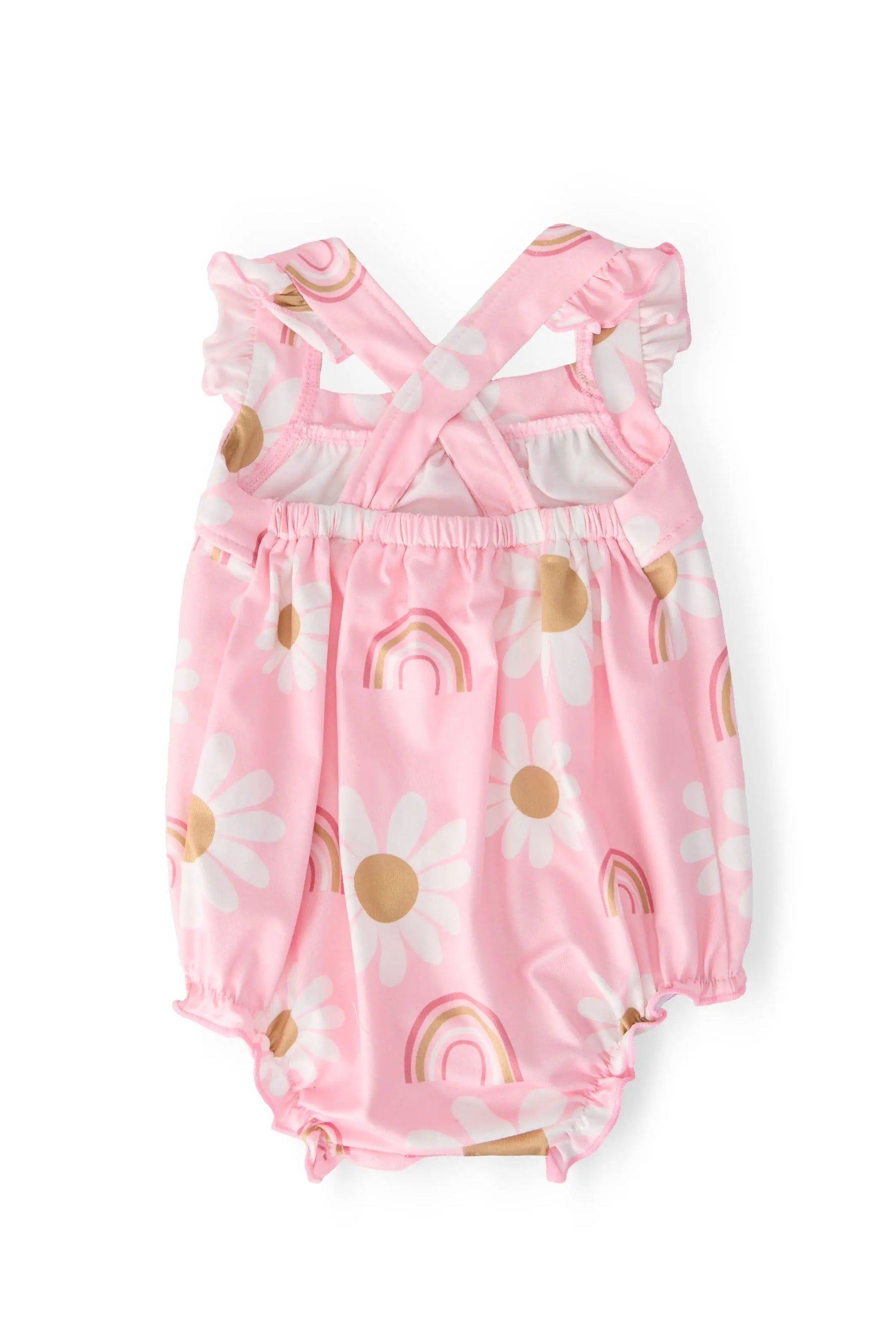 Mila & Rose ® You Are My Sunshine Ruffle Cross Back Romper Baby Girls - Apparel & Accessories > Clothing > Baby & Toddler Clothing > Baby One-Pieces Ruffle Cross Back Romper