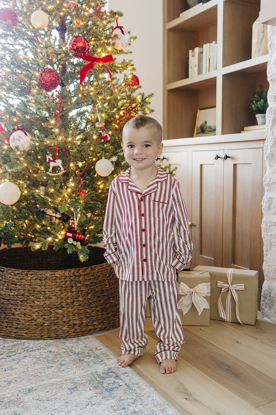 Red Stripe Collared Bamboo Set by Mebie Baby