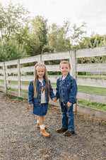 Dark Wash Denim Jean Jacket by Mebie Baby