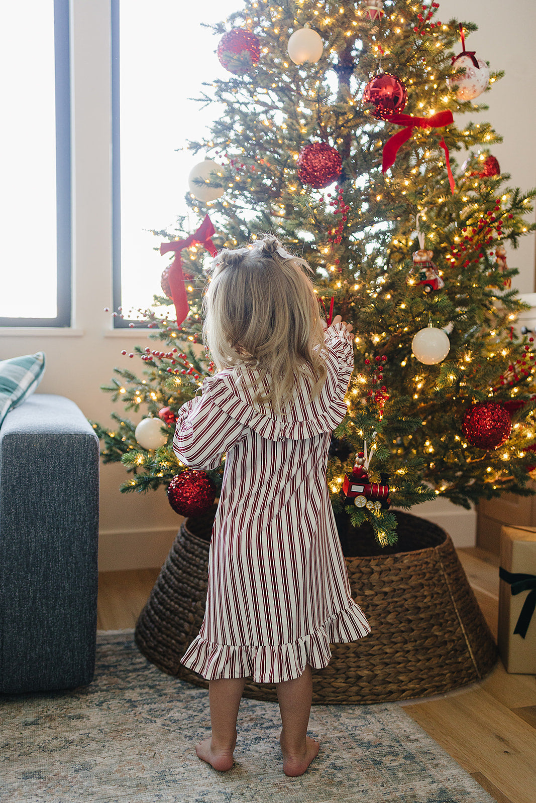 Red Stripe Bamboo Cozy Gown by Mebie Baby
