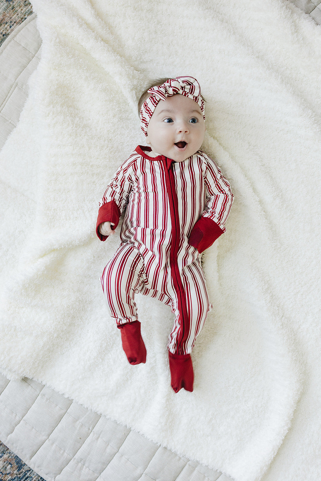 Red Stripe Bamboo Head Wrap by Mebie Baby