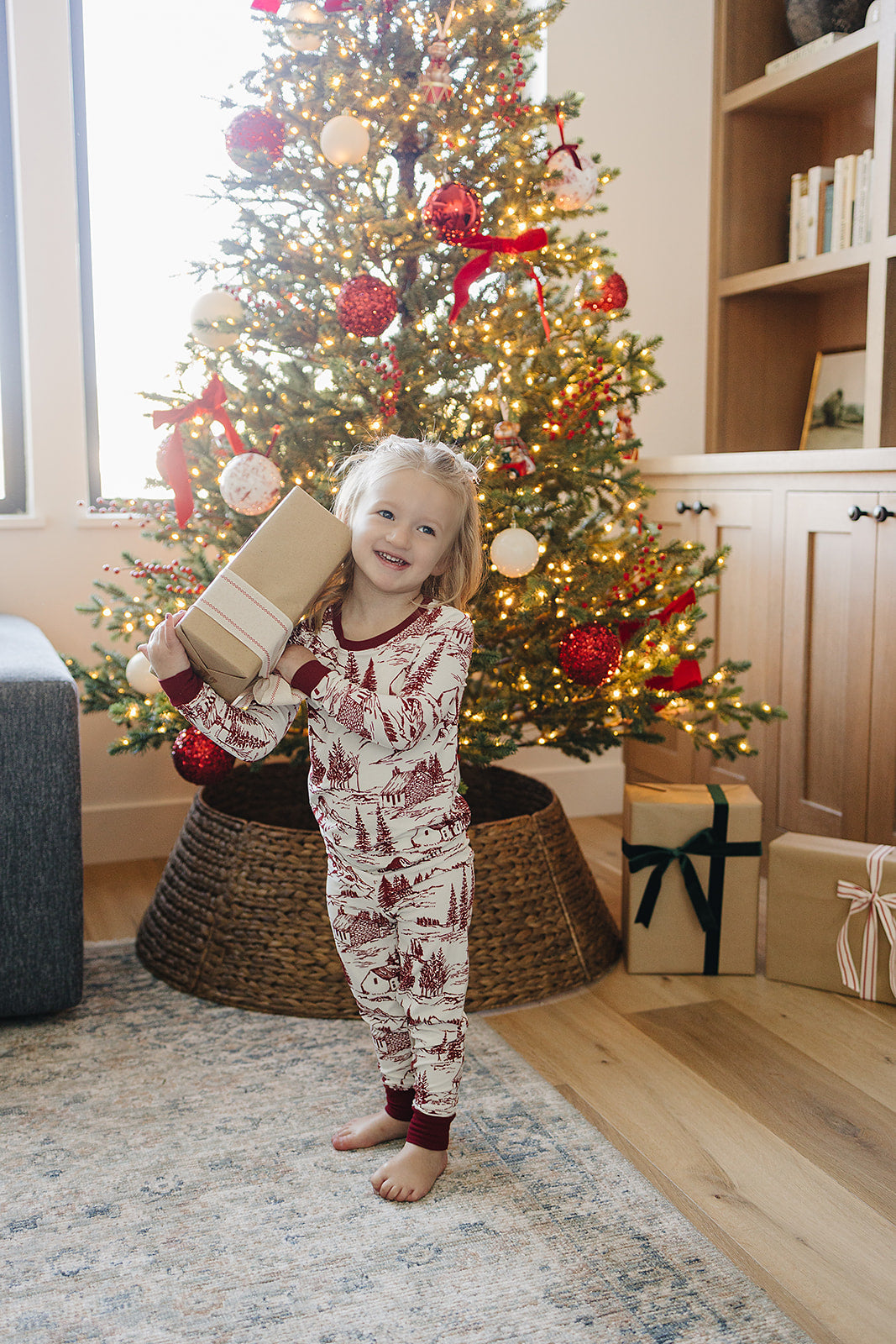 Holiday Toile Ribbed Bamboo Cozy Set by Mebie Baby