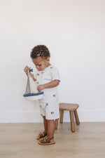 Mebie Baby organic Flag Button Short Set for baby.