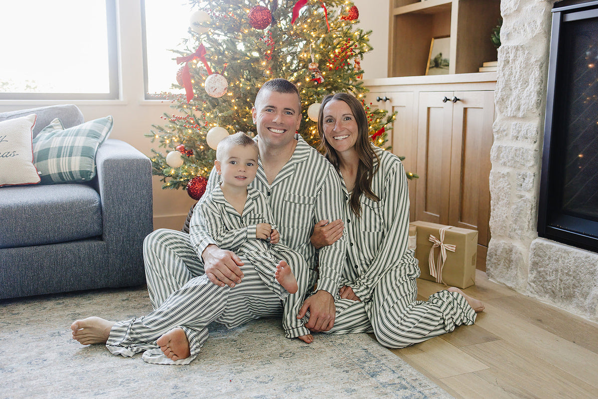 Adult Green Stripe Lounge Set by Mebie Baby