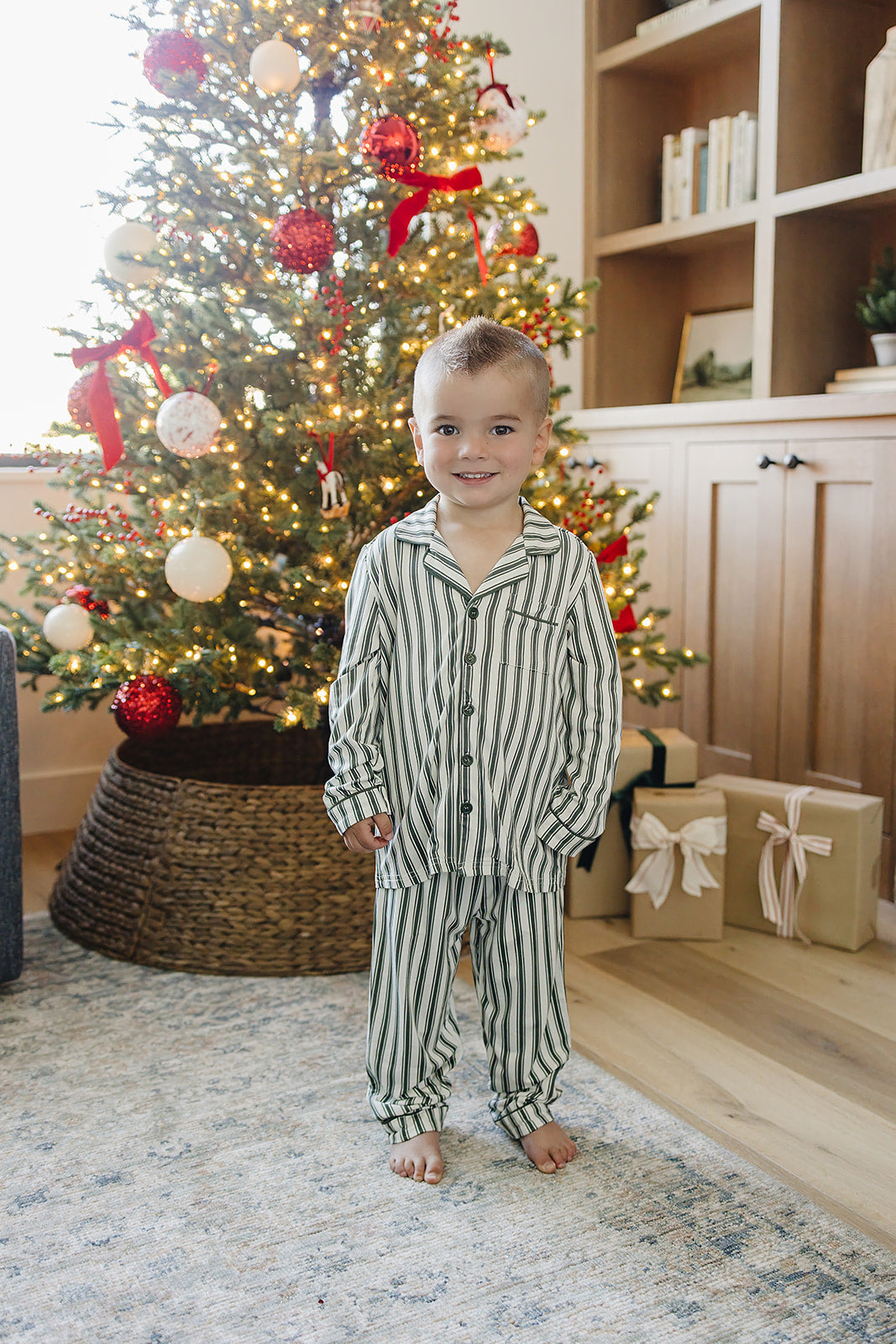 Green Stripe Collared Bamboo Set by Mebie Baby