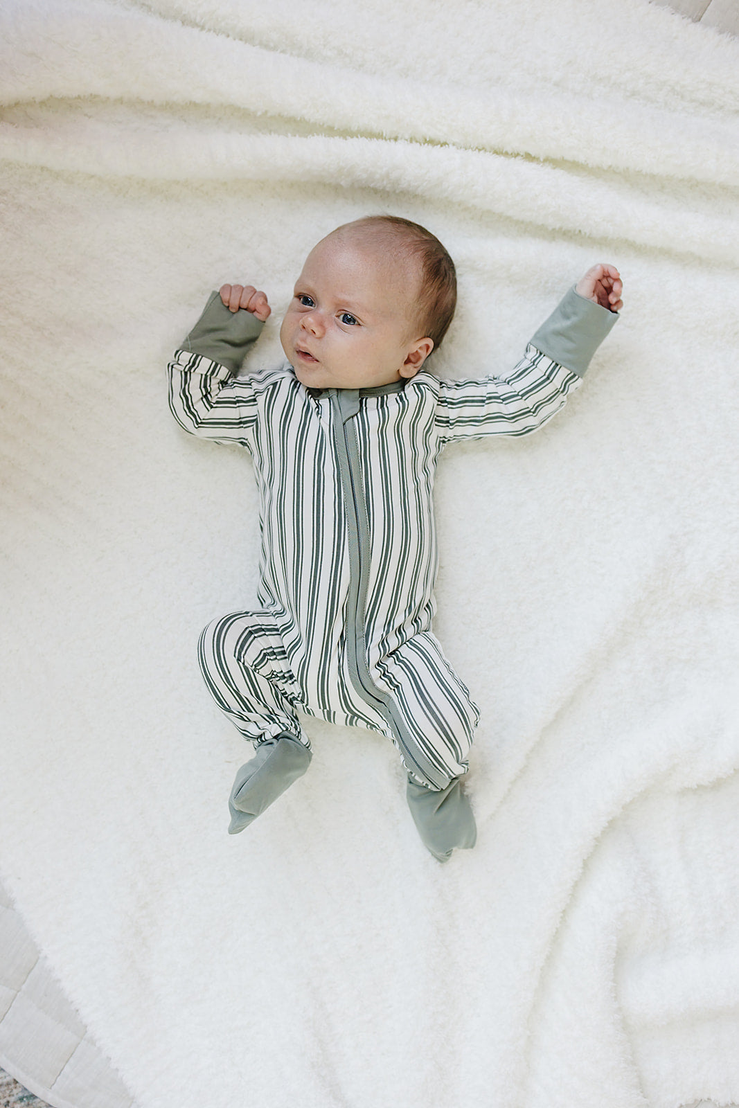 Green Stripe Bamboo Zipper by Mebie Baby