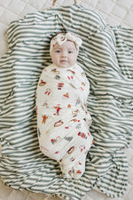 Green Stripe Bamboo Fleece Quilt by Mebie Baby