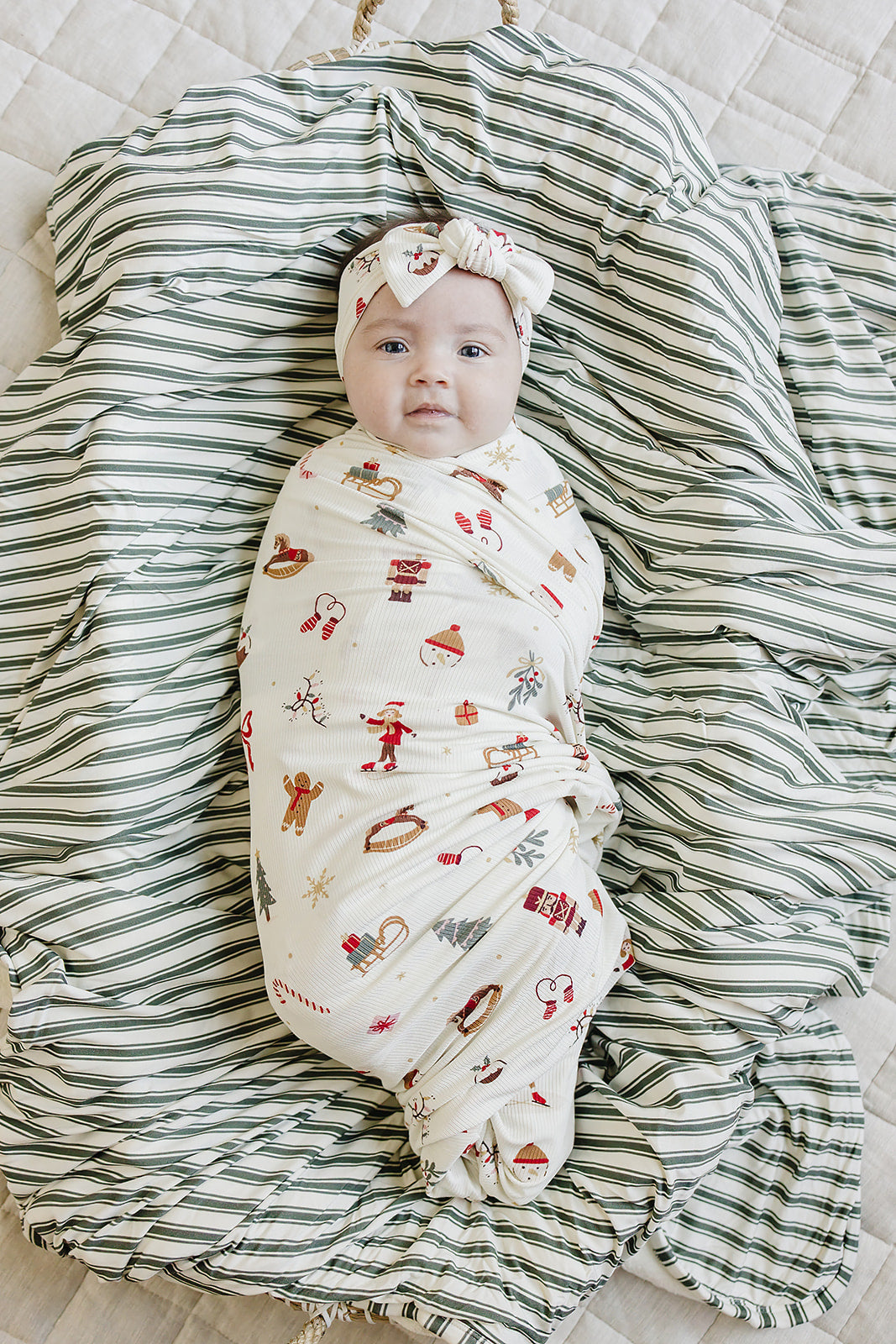 Merry & Bright Ribbed Bamboo Swaddle by Mebie Baby