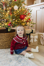 Red Fair Isle Cardigan by Mebie Baby