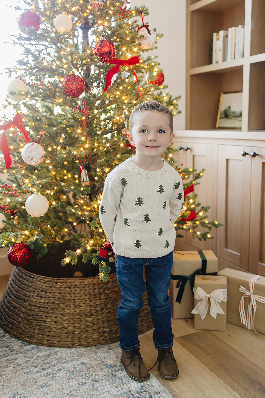 Pine Tree Knit Sweater by Mebie Baby