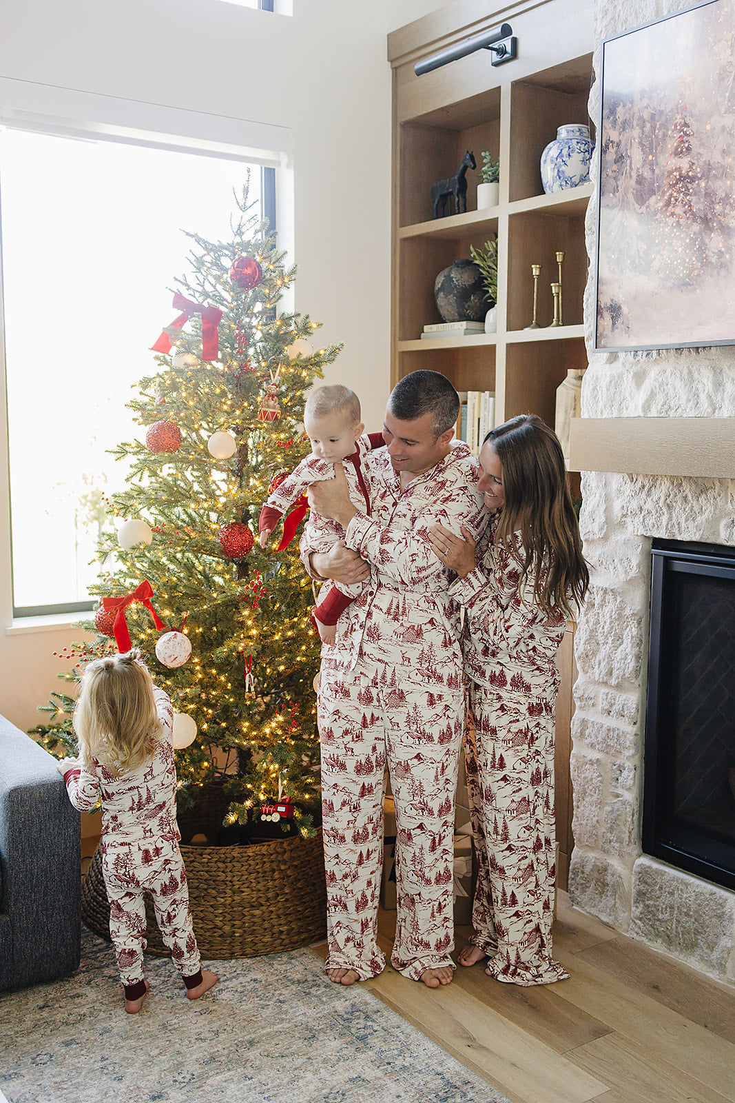 Holiday Toile Ribbed Bamboo Cozy Set by Mebie Baby