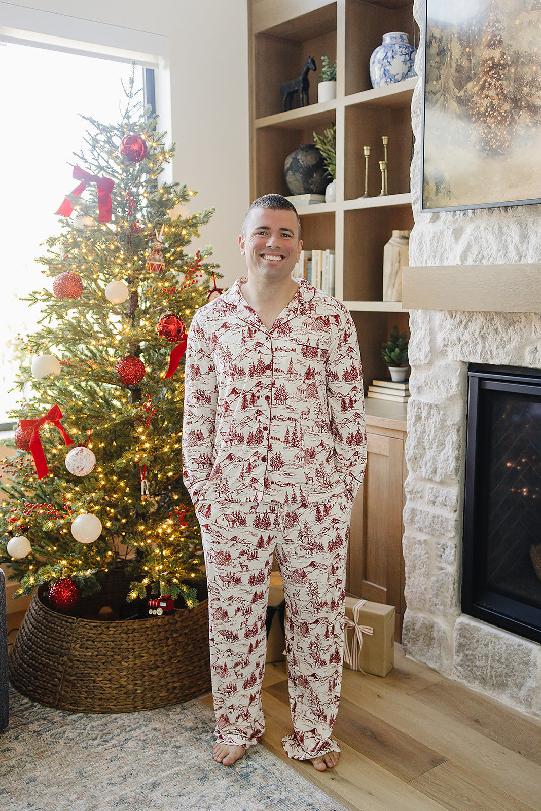 Adult Holiday Toile Lounge Set by Mebie Baby
