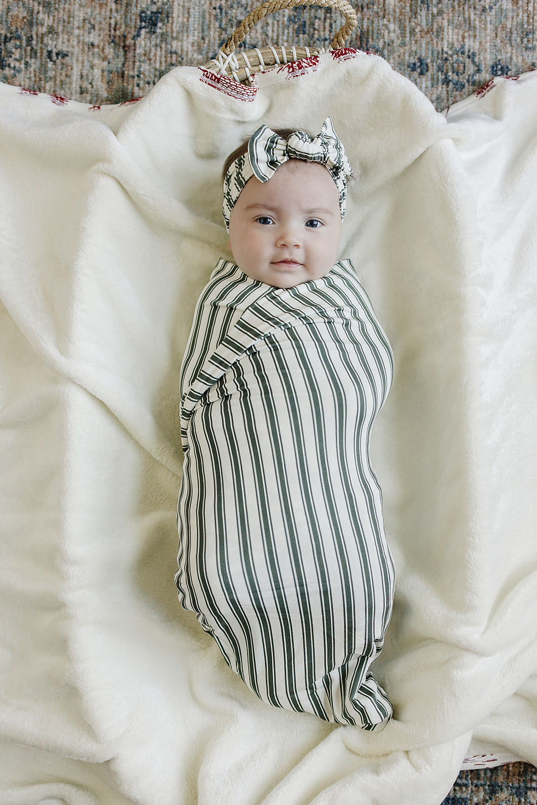 Green Stripe Bamboo Head Wrap by Mebie Baby