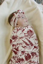Holiday Toile Ribbed Bamboo Swaddle by Mebie Baby
