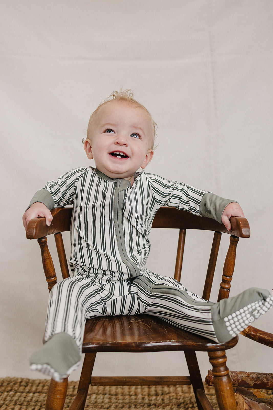 Green Stripe Bamboo Zipper by Mebie Baby