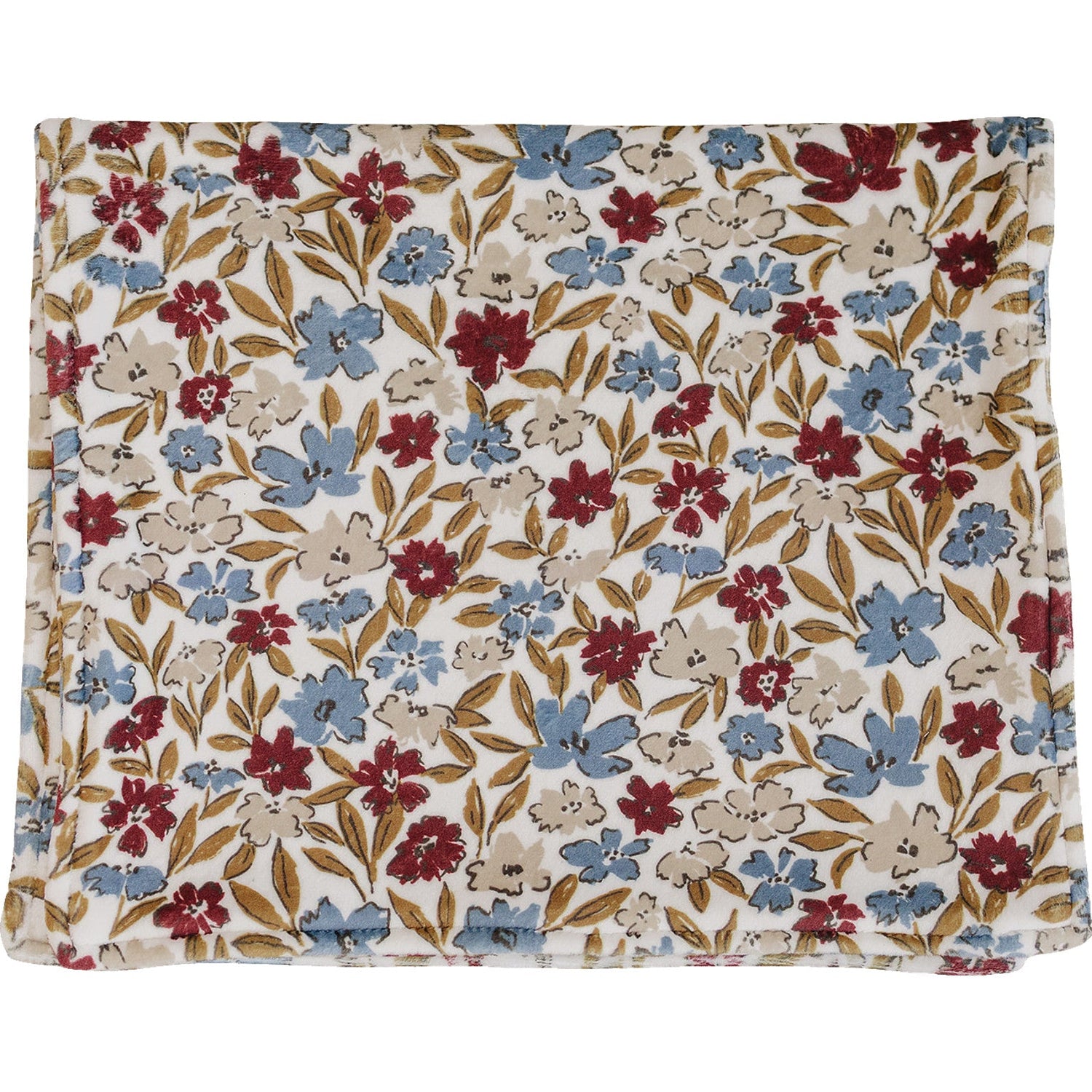 Fleece burp cloth in a desert floral print with muted flowers on a light background.