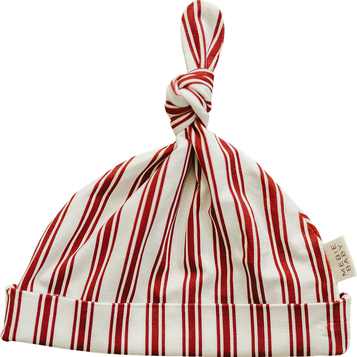 Red Stripe Bamboo Newborn Knot Hat by Mebie Baby