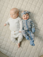 Mebie Baby bluebell pointelle organic bamboo zipper sleeper